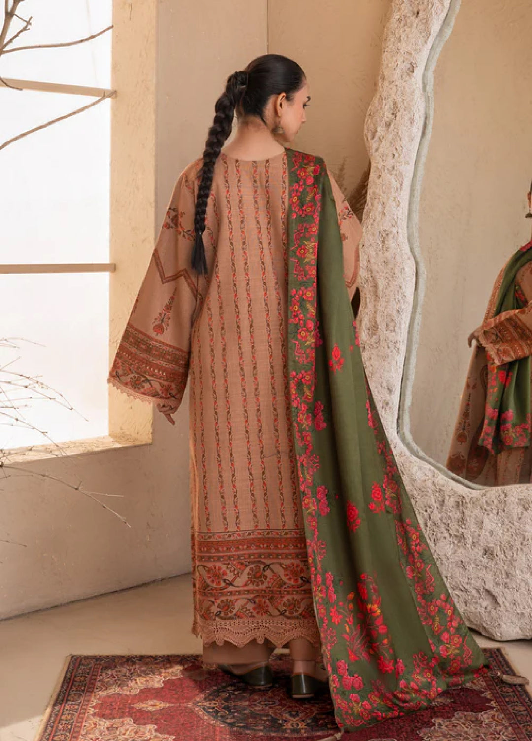 Jugnu by Chandan Nagri Women Pret Embroidered Khaddar 3 Piece Suit Mehru - Winter Collection