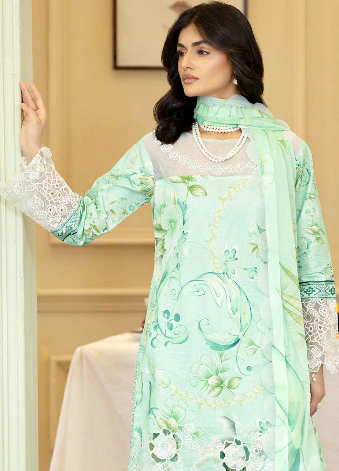 Al Zohaib Unstitched Applique Embroidered Lawn 3 Piece Suit AZ26UAL D-7 - Summer Collection