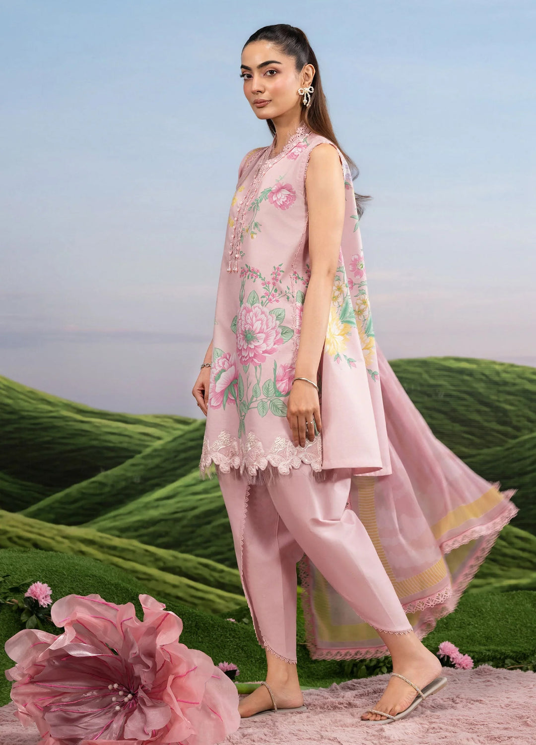M Basics by Maria B Unstitched Embroidered Lawn 3 Piece Suit MB26SSEL MB-CUSV14-04A - Eid Collection