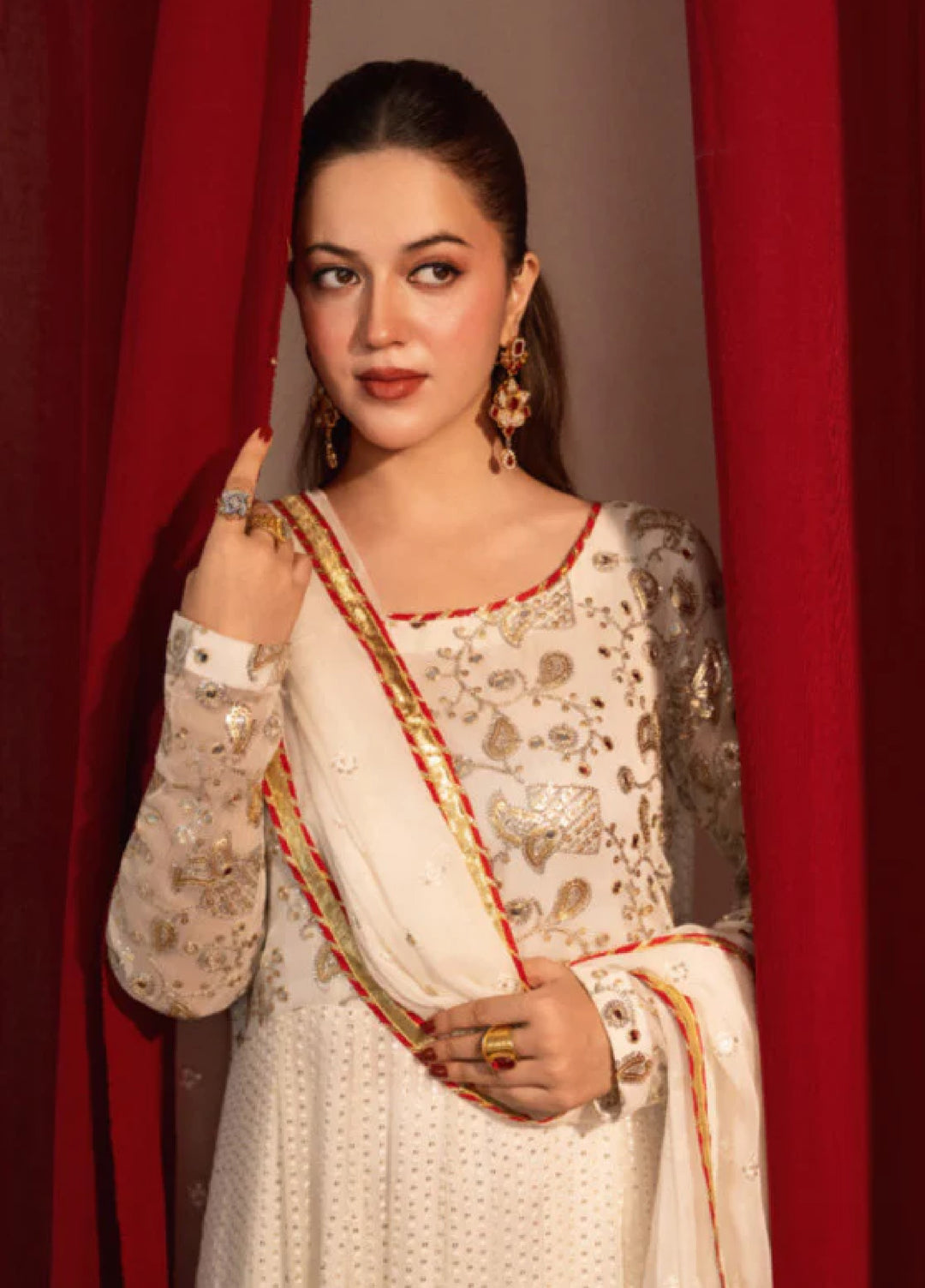 Zaaviay Golden Glow Embroidered Chiffon Suit Pret 3 Piece Festive Collection