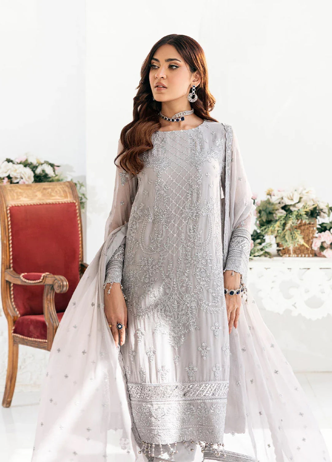 Signature by Salitex Embroidered Chiffon Suits Unstitched 3 Piece SUNS7CH034UT - Summer Collection