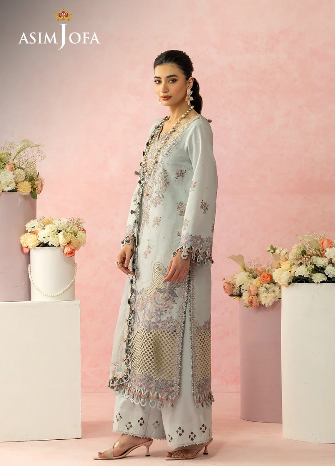 Asim Jofa Unstitched Embroidered Luxury Lawn 3 Piece Suit AJ26ULL AJULW-01 - Festive Collection