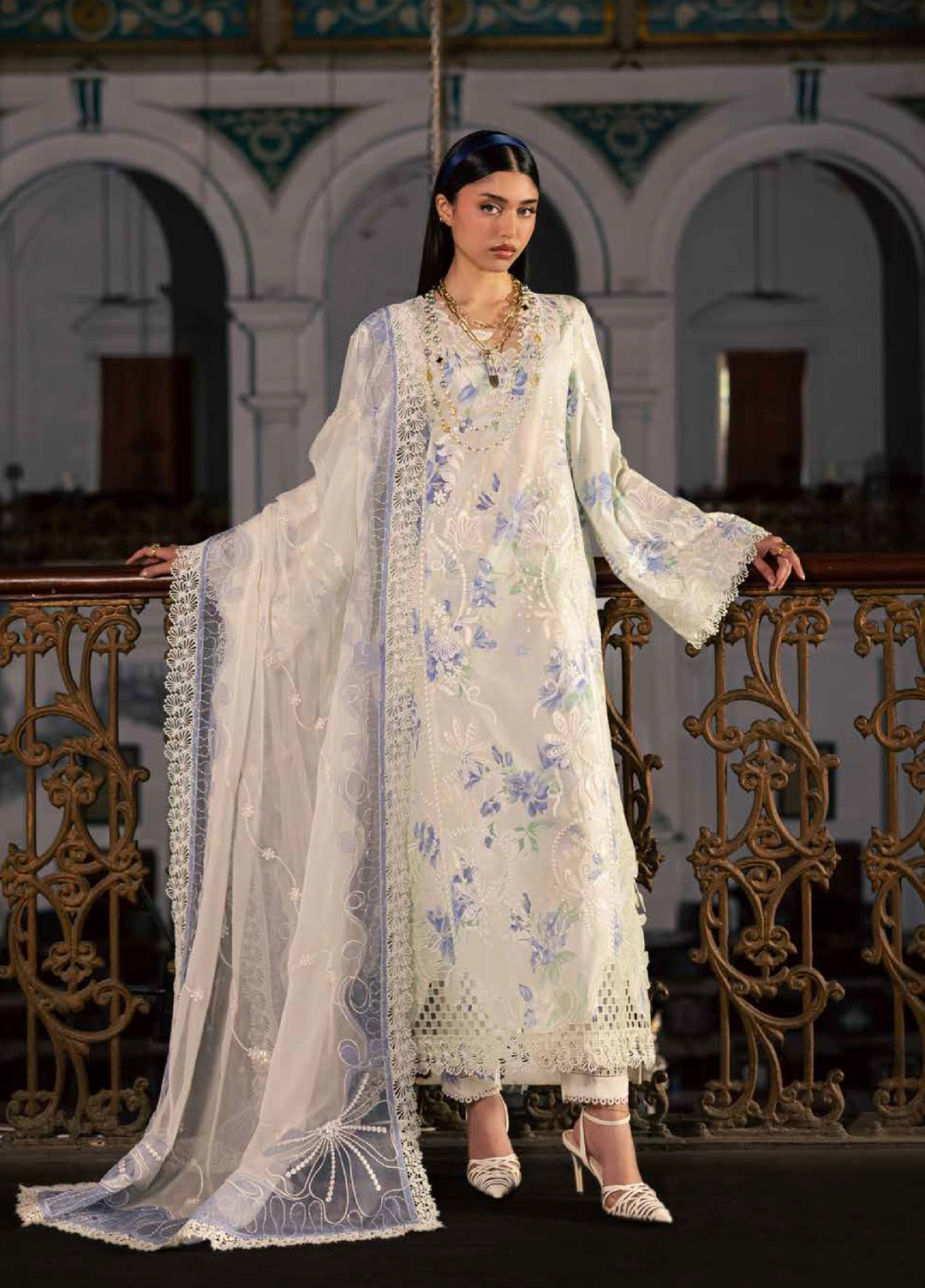 Maya by Nureh Unstitched Embroidered Luxury Lawn 3 Piece Suit NU26ULM NS-166 - Summer Collection