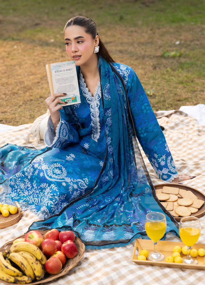 Summer Printkari Exclusive by RajBari Unstitched Embroidered Lawn 3 Piece Suit RB26USP D-12 - Casual Collection