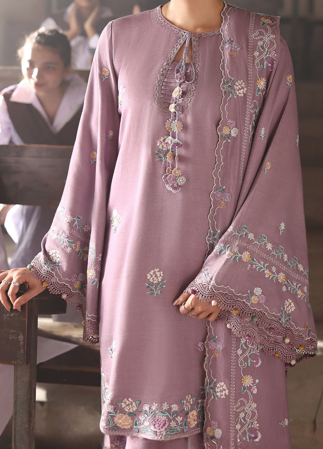 Cross Stitch Unstitched RTS Marina Embroidered Suits 3 Piece CS25MW D-01 Mauve Mist - Winter Collection