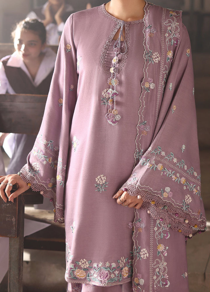 Cross Stitch Unstitched RTS Marina Embroidered Suits 3 Piece CS25MW D-01 Mauve Mist - Winter Collection