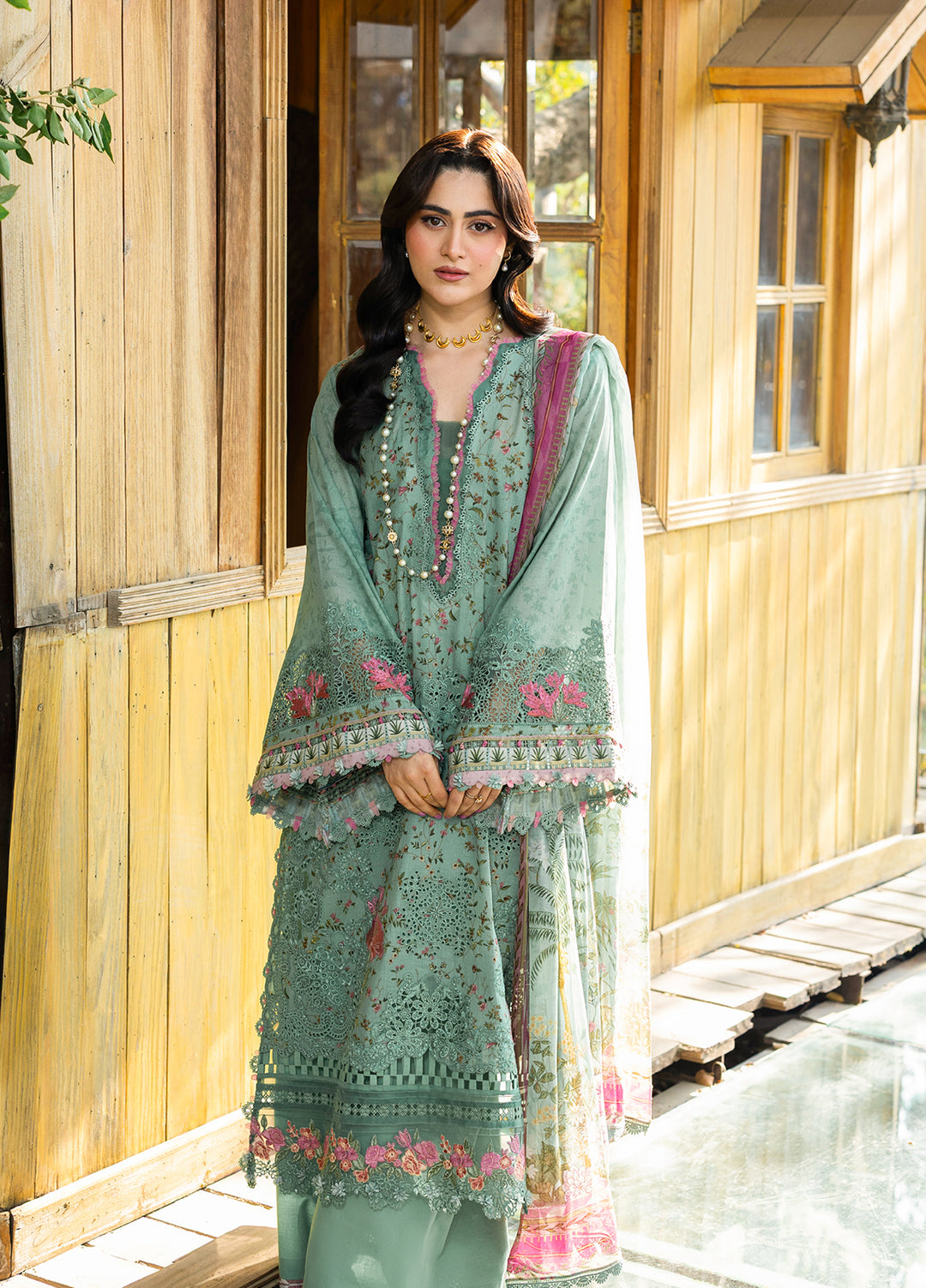 Elaf Premium Chikankari Unstitched Printed Lawn 3 Piece Suit EL26UPC ERC 4B NAYAB - Summer Collection