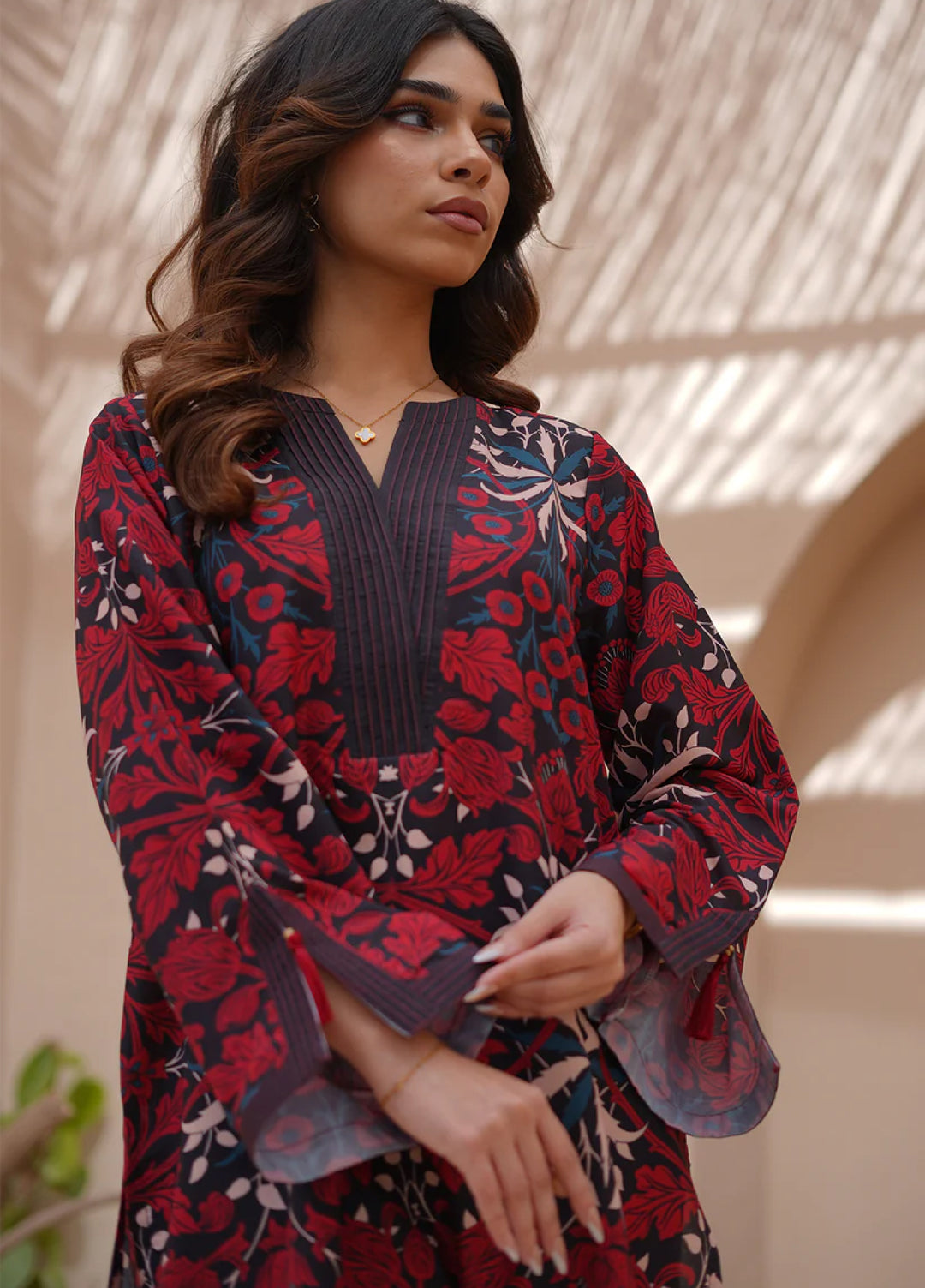 Nairah Women Pret Printed Cambric Suit NAH26PN Crimson - Spring Collection