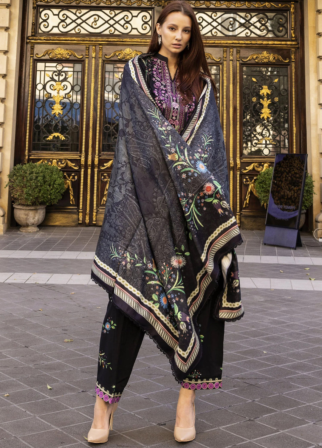 Meerak Women Pret Premium Embroidered Linen 3 Piece Charizma - Winter Collection