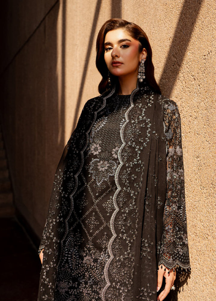Lazawal by Lavish Premium Unstitched Embroidered Chiffon 3 Piece Suit LVP26UCL Black Whisper - Festive Collection
