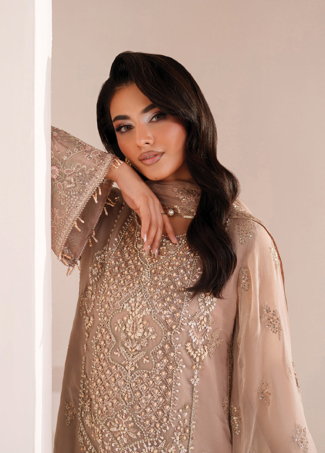 Aymal by Alizeh Fashion Unstitched Embroidered Chiffon 3 Piece Suit AFB26UA D-02 Cove - Festive Collection