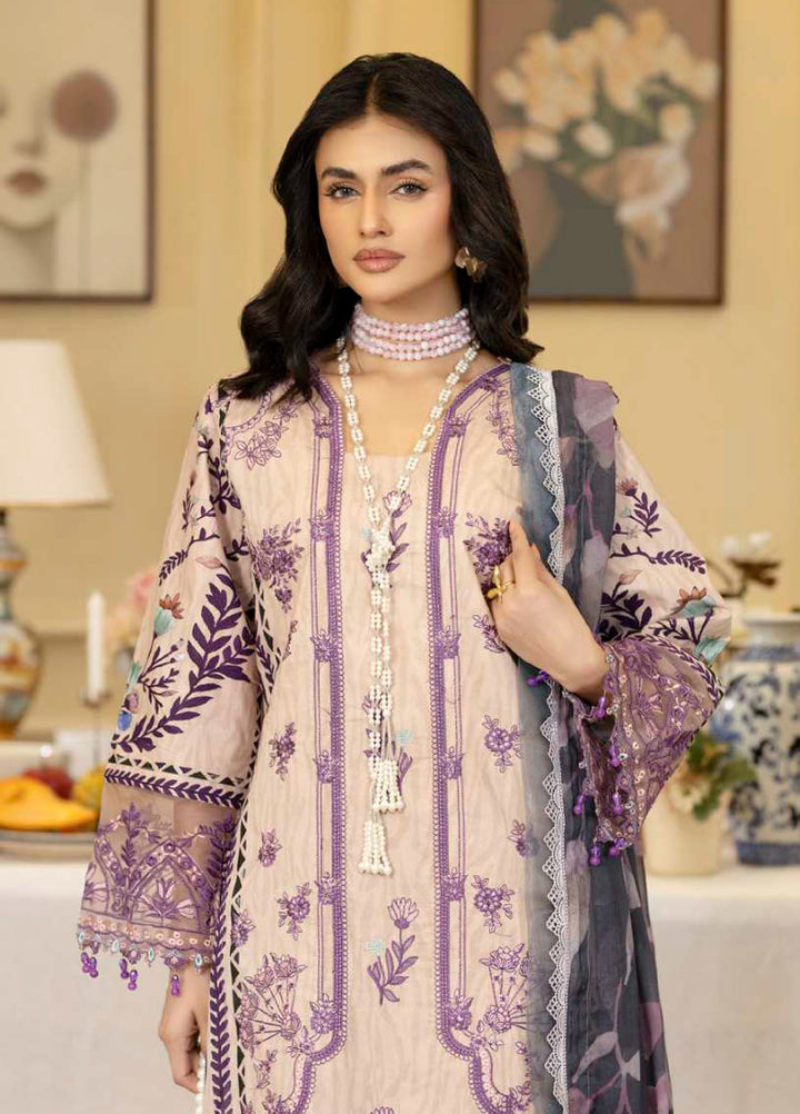 Al Zohaib Unstitched Applique Embroidered Lawn 3 Piece Suit AZ26UAL D-6 - Summer Collection
