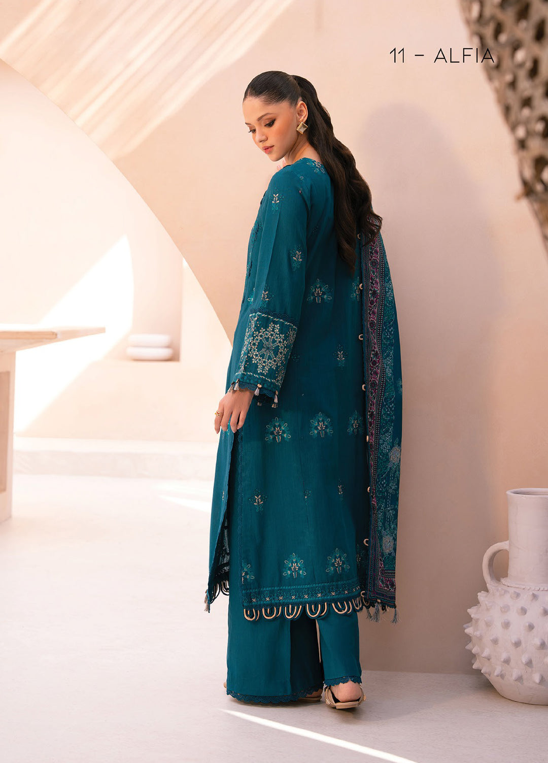 Rang e Khizaan by Xenia Unstitched Khaddar Embroidered Suits 3 Piece XE25SW D-11 ALIFA - Winter Collection