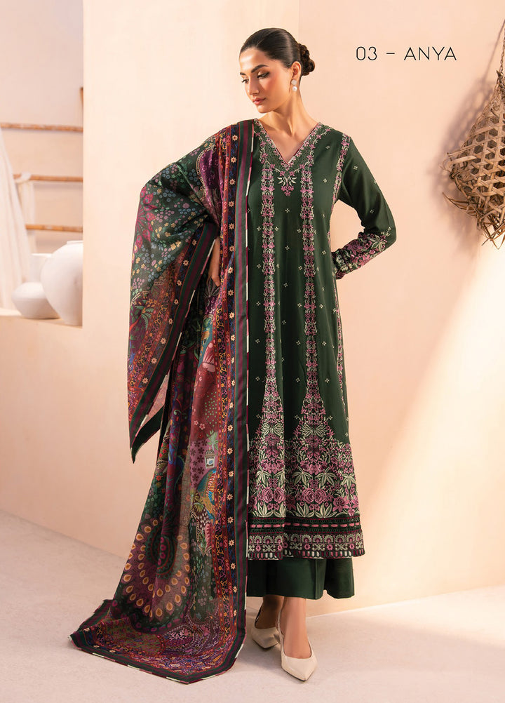 Rang e Khizaan by Xenia Unstitched Khaddar Embroidered Suits 3 Piece XE25SW D-03 ANYA - Winter Collection