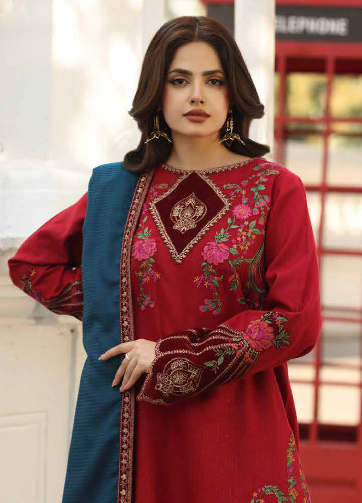 Charizma Signature Unstitched Embroidered Peach Leather 3 Piece CRZ25SP CSW5-02 - Winter Collection