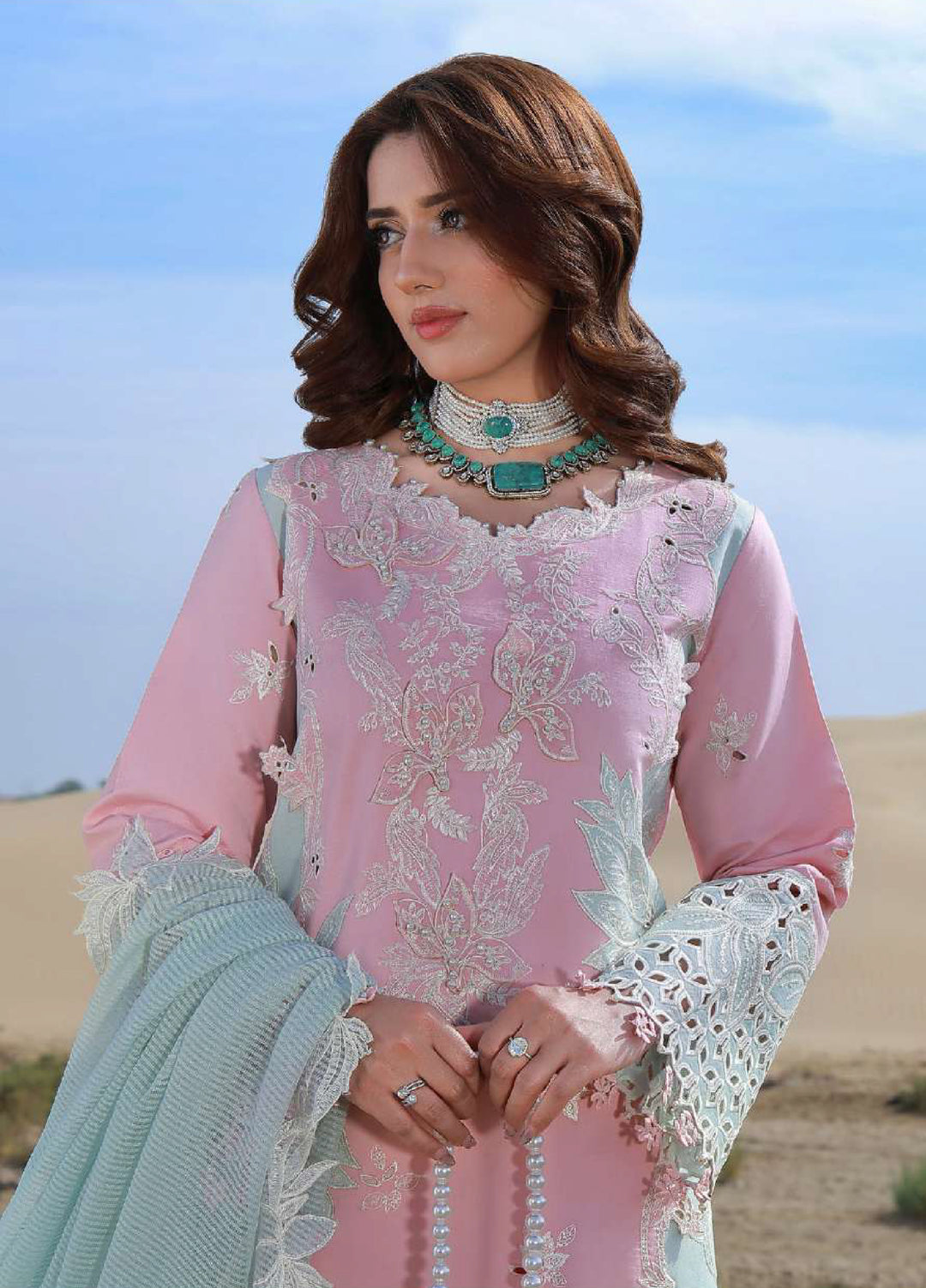 Rang Rasiya Premium Unstitched Embroidered Lawn 3 Piece Suit RR26UP D-8 Mahsa - Festive Collection