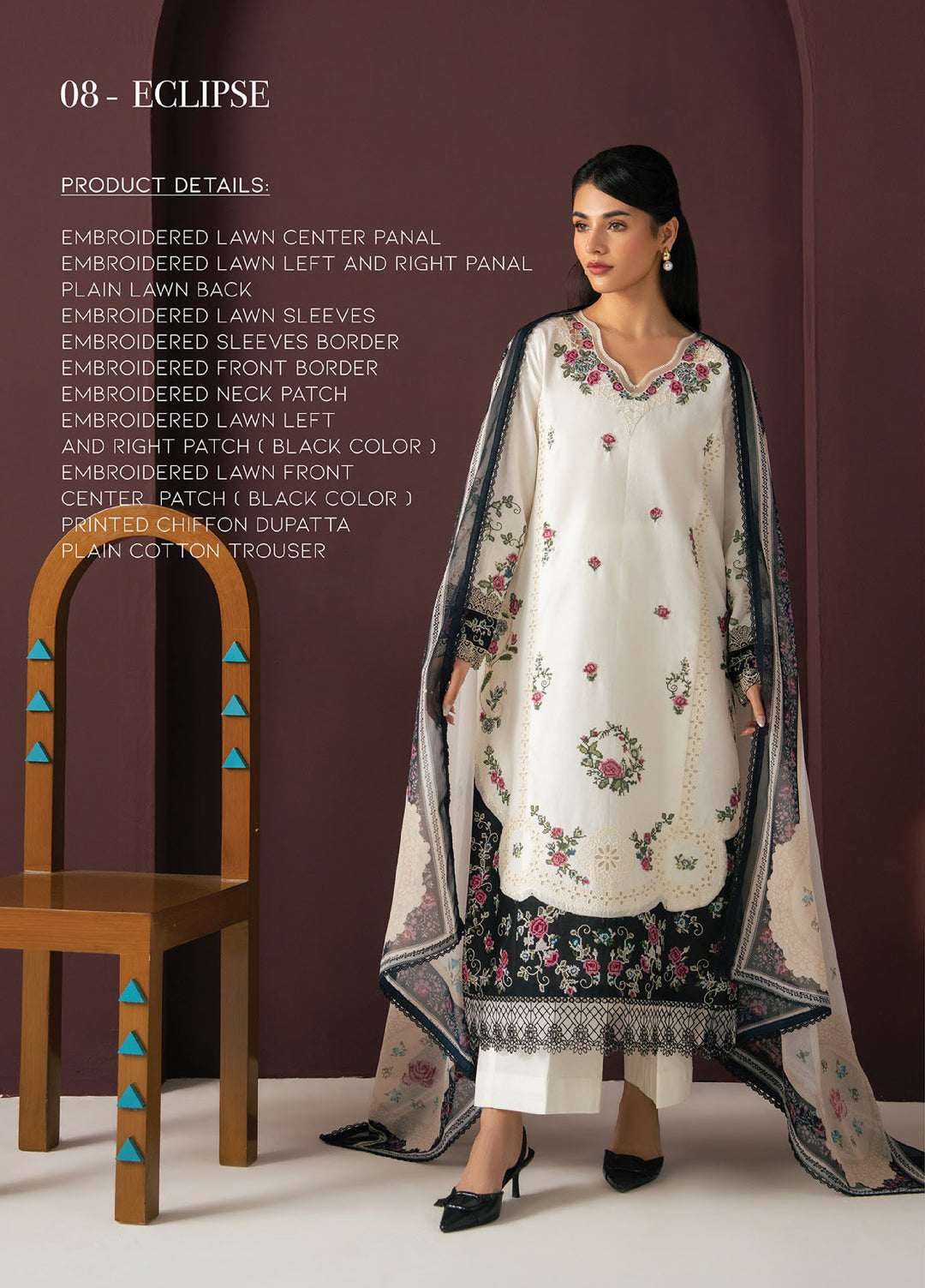 Namah by Xenia Formals Unstitched Embroidered Lawn 3 Piece Suit XF26UNL 08 - ECLIPSE - Festive Collection