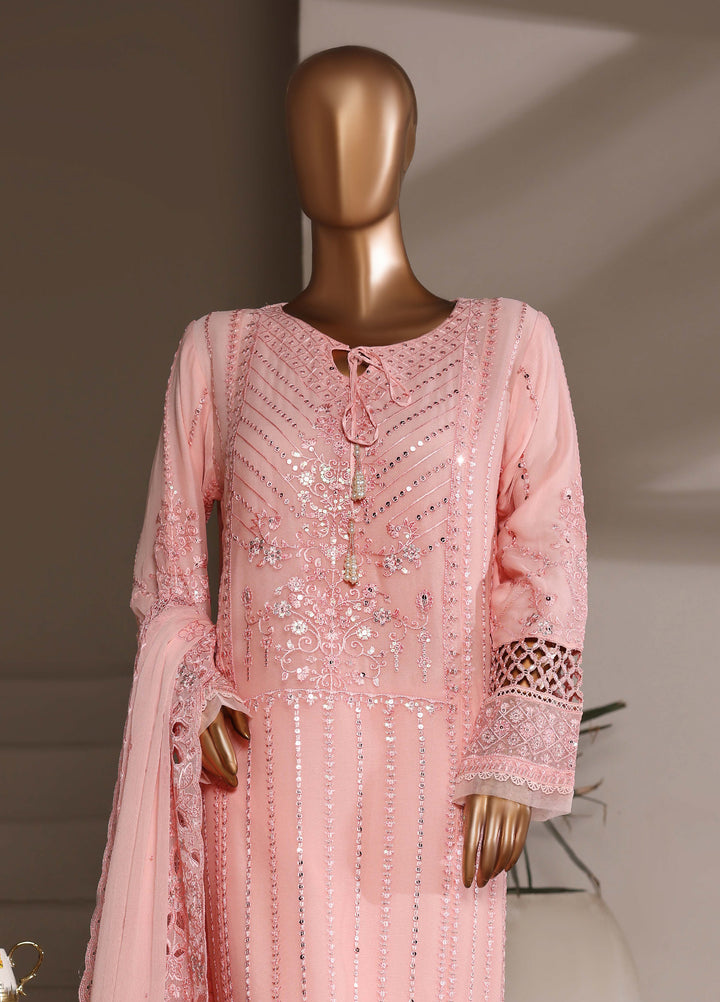 Fasane by HZ Textiles RTW Embroidered Chiffon 3 Piece Suit HZ26UCF HZK-241 Pink - Festive Collection