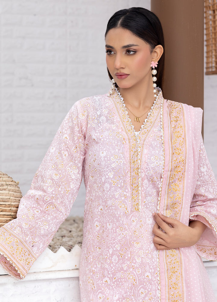 Regalia Textiles Premium Printed Gold Paste Unstitched Lawn 3 Piece Suit RG26UPG D-2 - Summer Collection