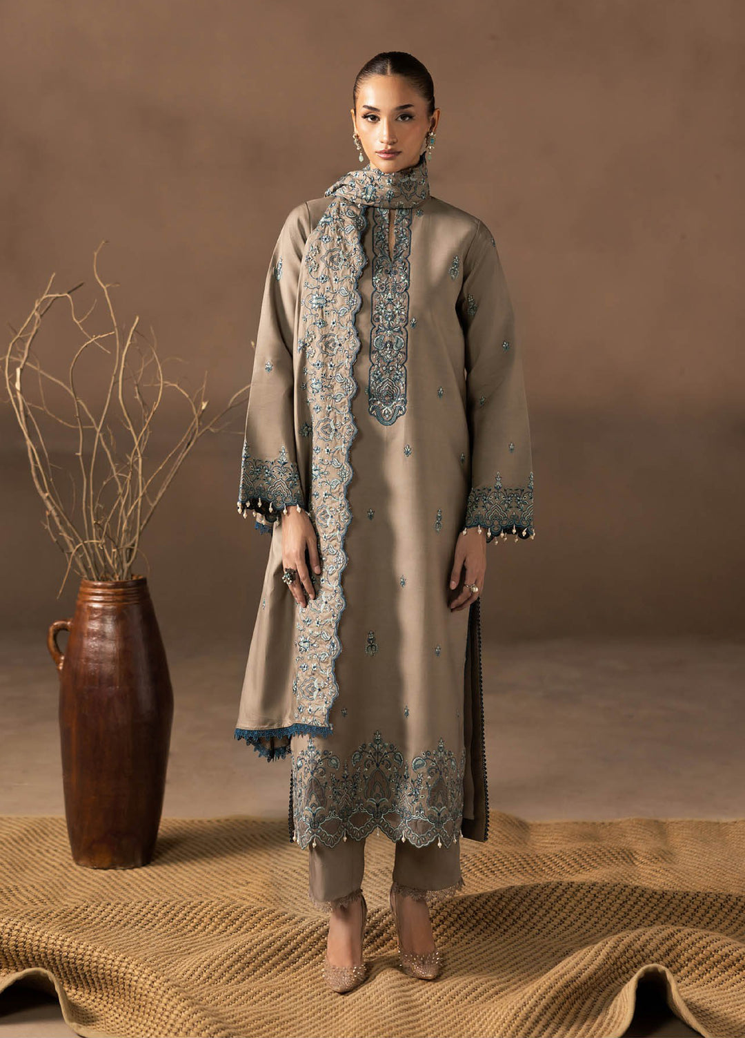 Sareen by Rajbari Unstitched Premium Viscose Chikankari 3 Piece RB25SC D-03 - Winter Collection