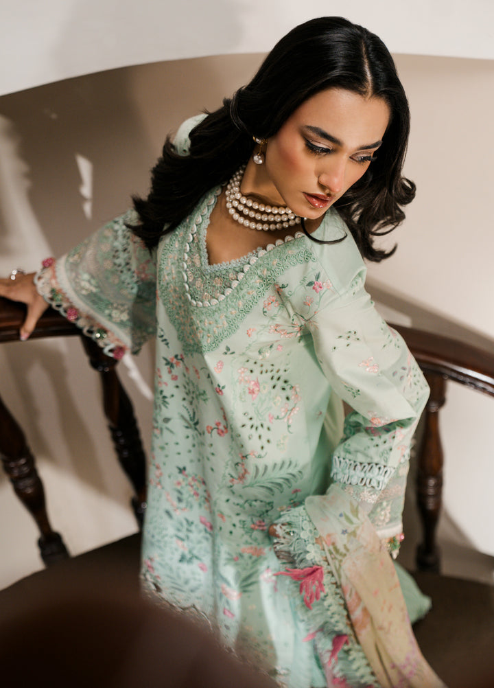 Camelia by Sundas Ahad Unstitched Embroidered Luxury Lawn 3 Piece Suit SNA26UC EL-03 Mint Green - Festive Collection