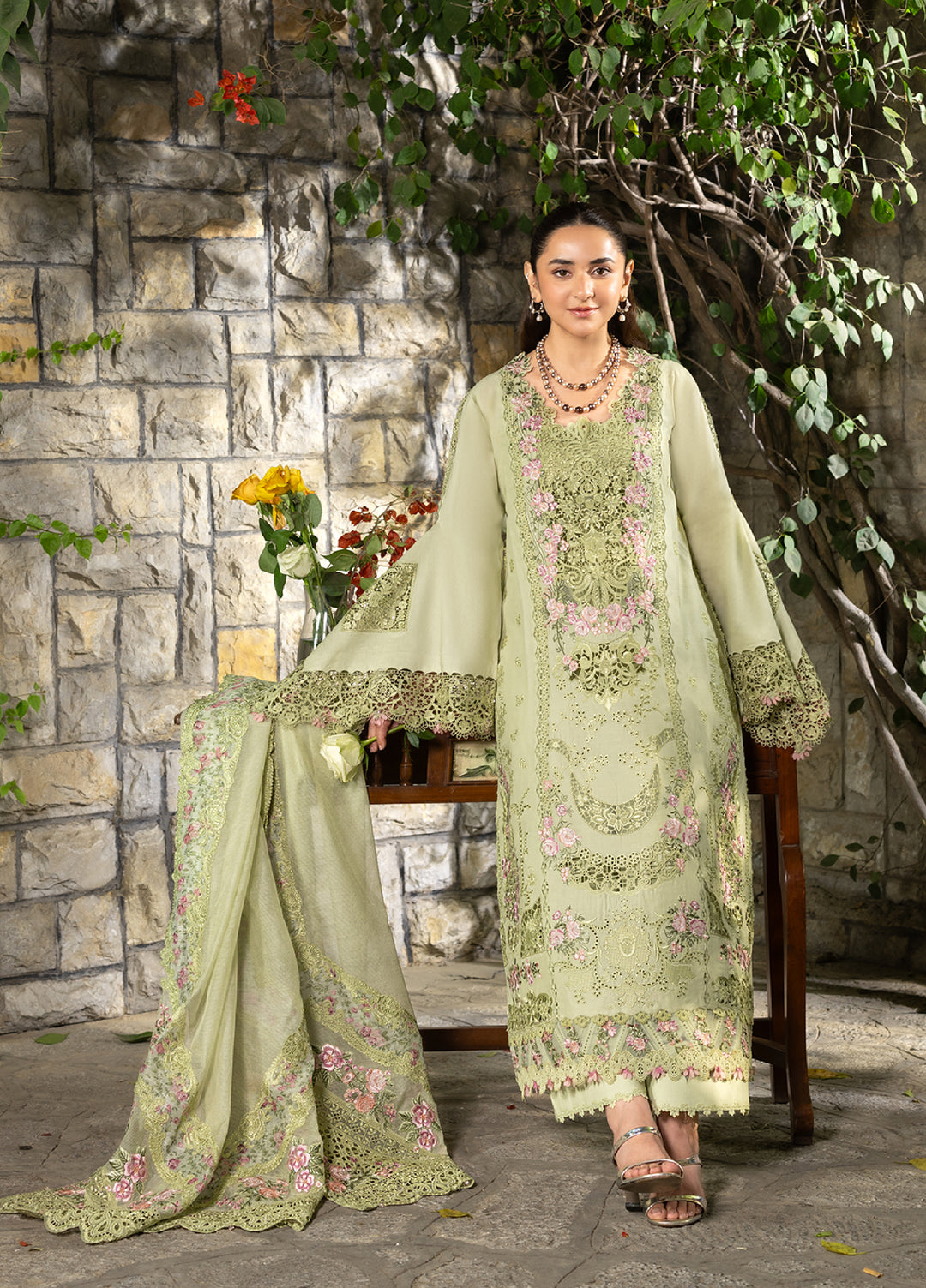 Elaf Premium Unstitched Embroidered Luxury Lawn 3 Piece Suit EL26UPL ELY-11 SPANISH MUSE - Summer Collection