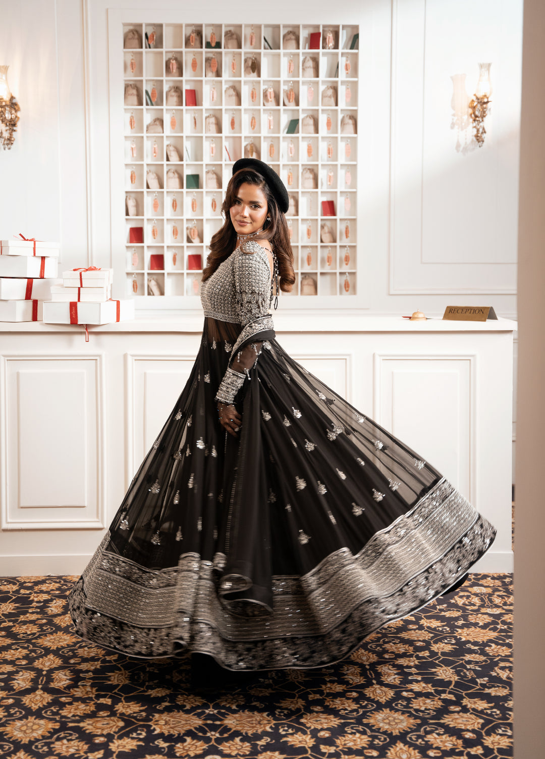 Check In by Zarizaa Embroidered Chiffon 3 Piece Suit ZZ26UCI CLOAK - Festive Collection