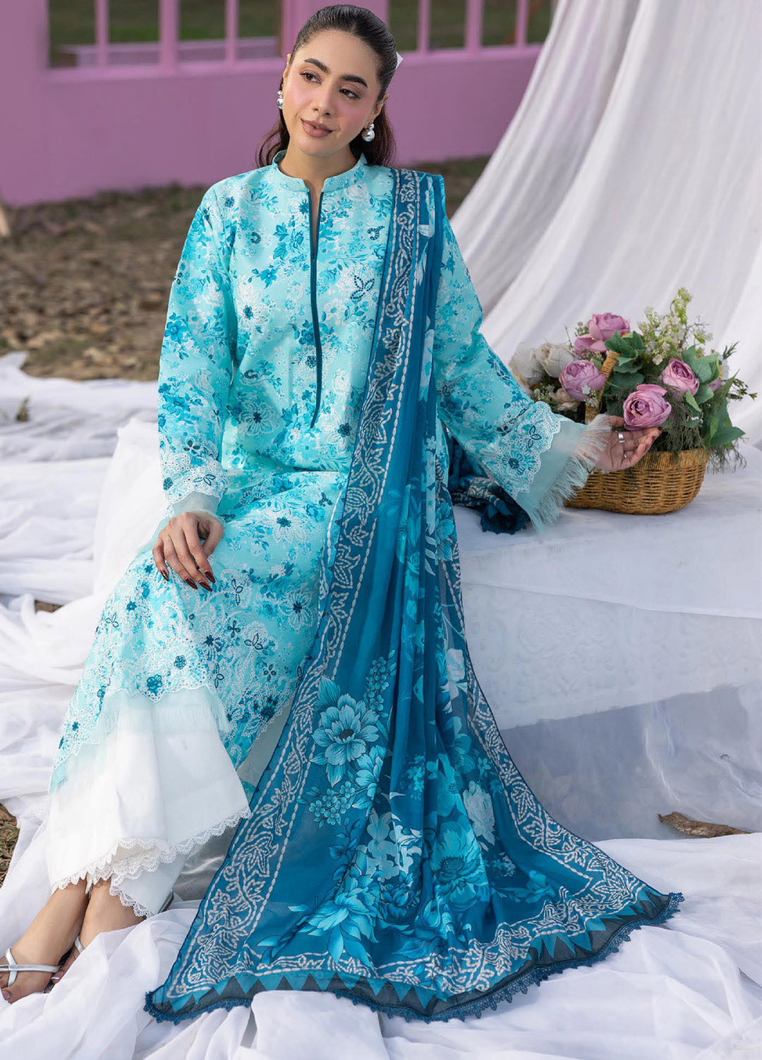 Summer Printkari Exclusive by RajBari Unstitched Embroidered Lawn 3 Piece Suit RB26USP D-02 - Casual Collection