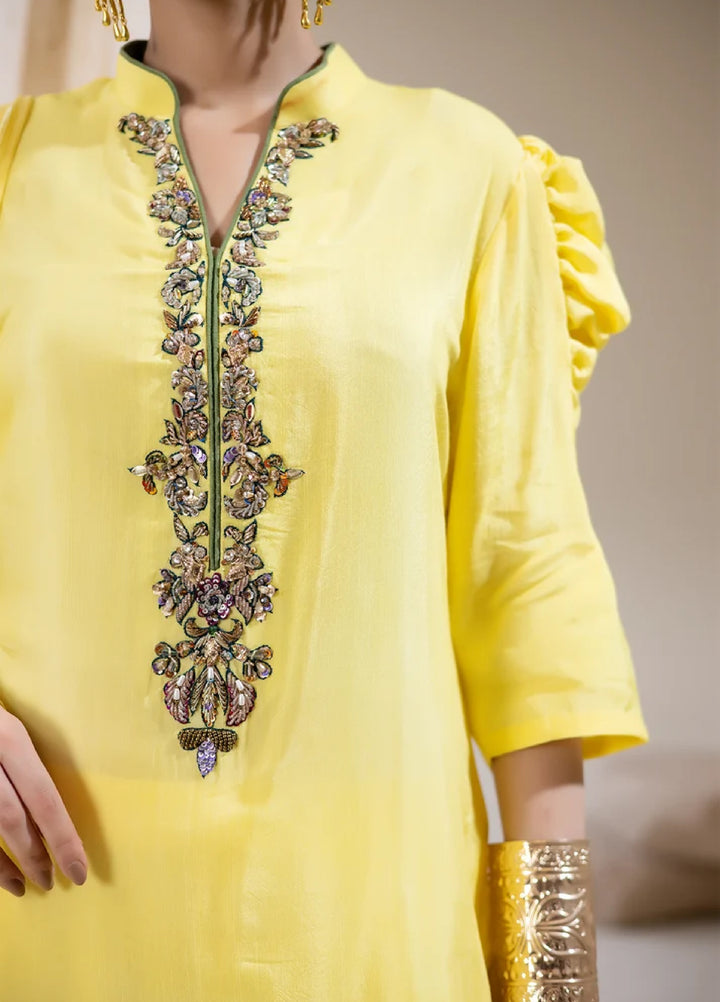 Alee Malic RTW Hand Work Raw Silk 3 Piece Suit Citrus - Wedding Collection