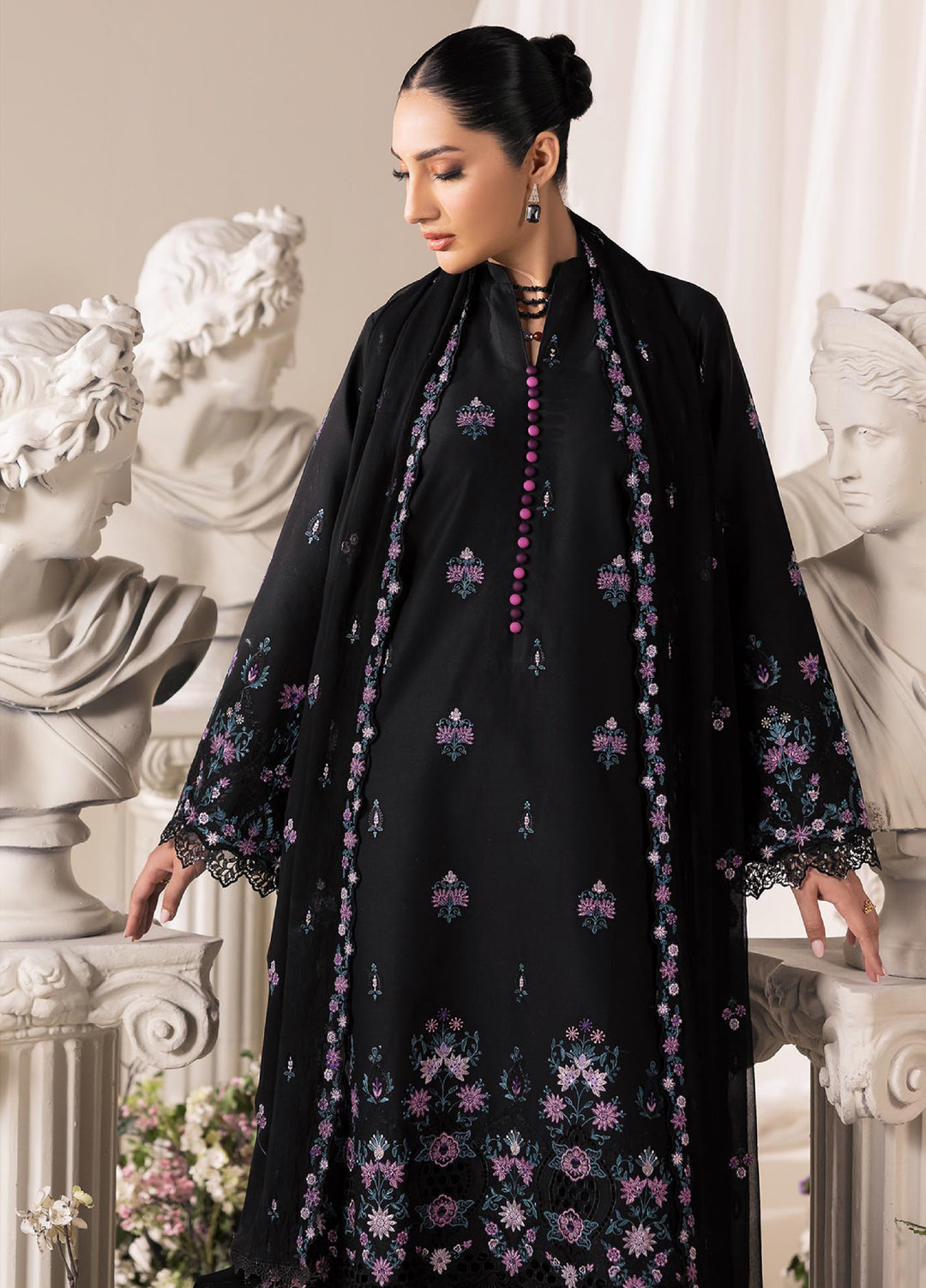 RajBari Exclusive Unstitched Embroidered Lawn 3 Piece Suit RB26UE D-1 - Summer Collection