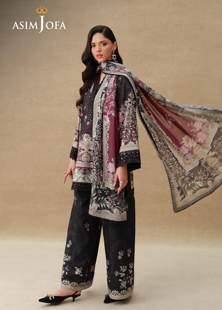 Asim Jofa Unstitched Printed Silk 3 Piece Suit AJ26UPS AJULSC-08 - Casual Collection