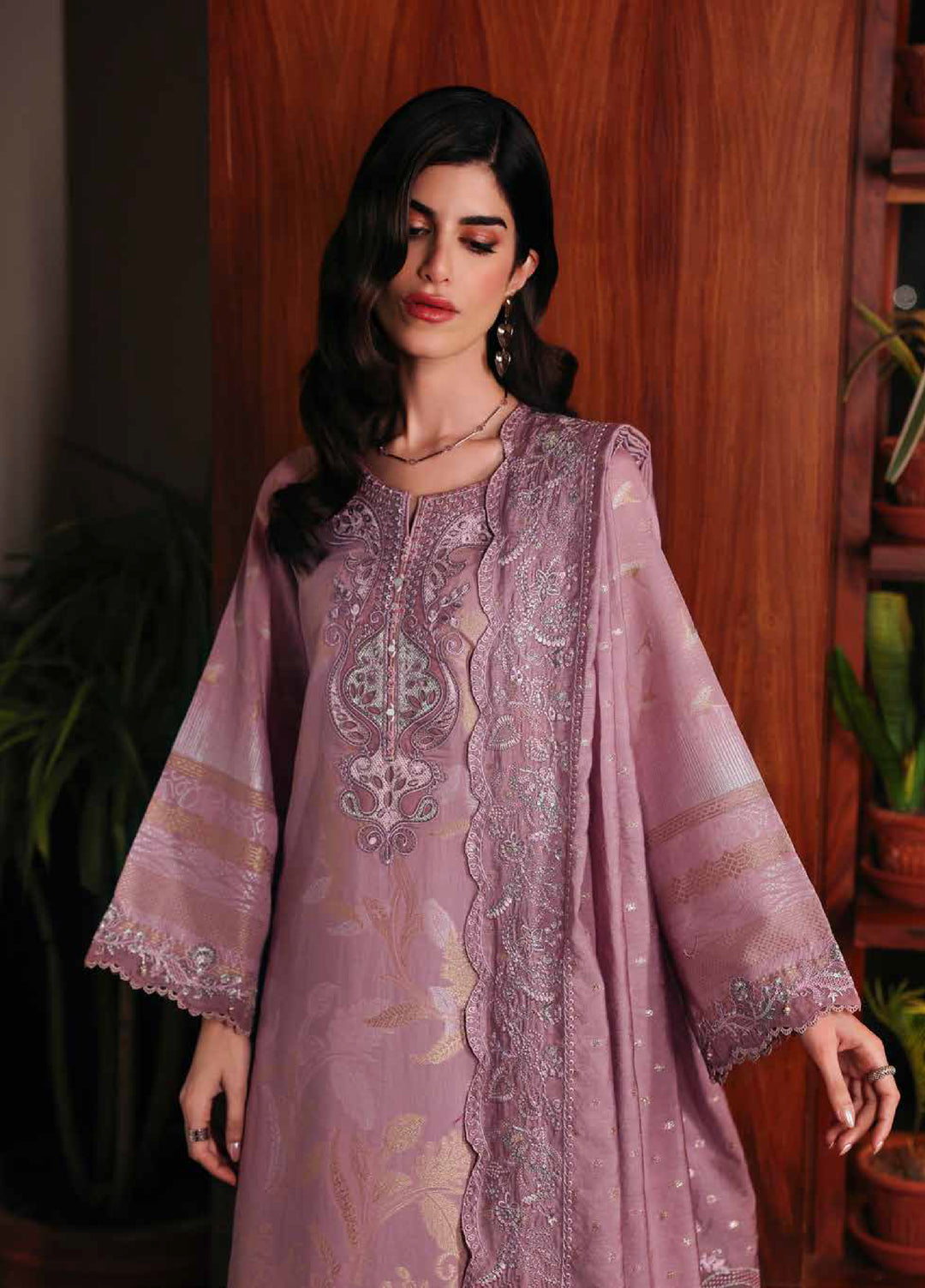 Nureh Exclusive Unstitched Embroidered Lawn Jacquard 3 Piece Suit NU26EU NE-222 - Festive Collection