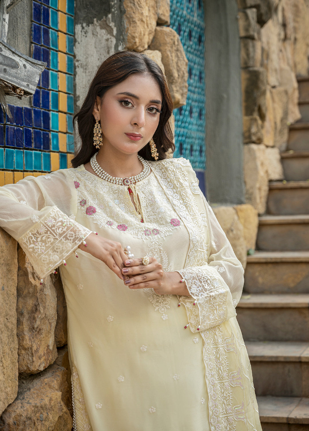 Zenia by Fine Tex Unstitched Royal Embroidered Chiffon Suits 3 Piece FNT25ZC ZC-05 - Festive Collection