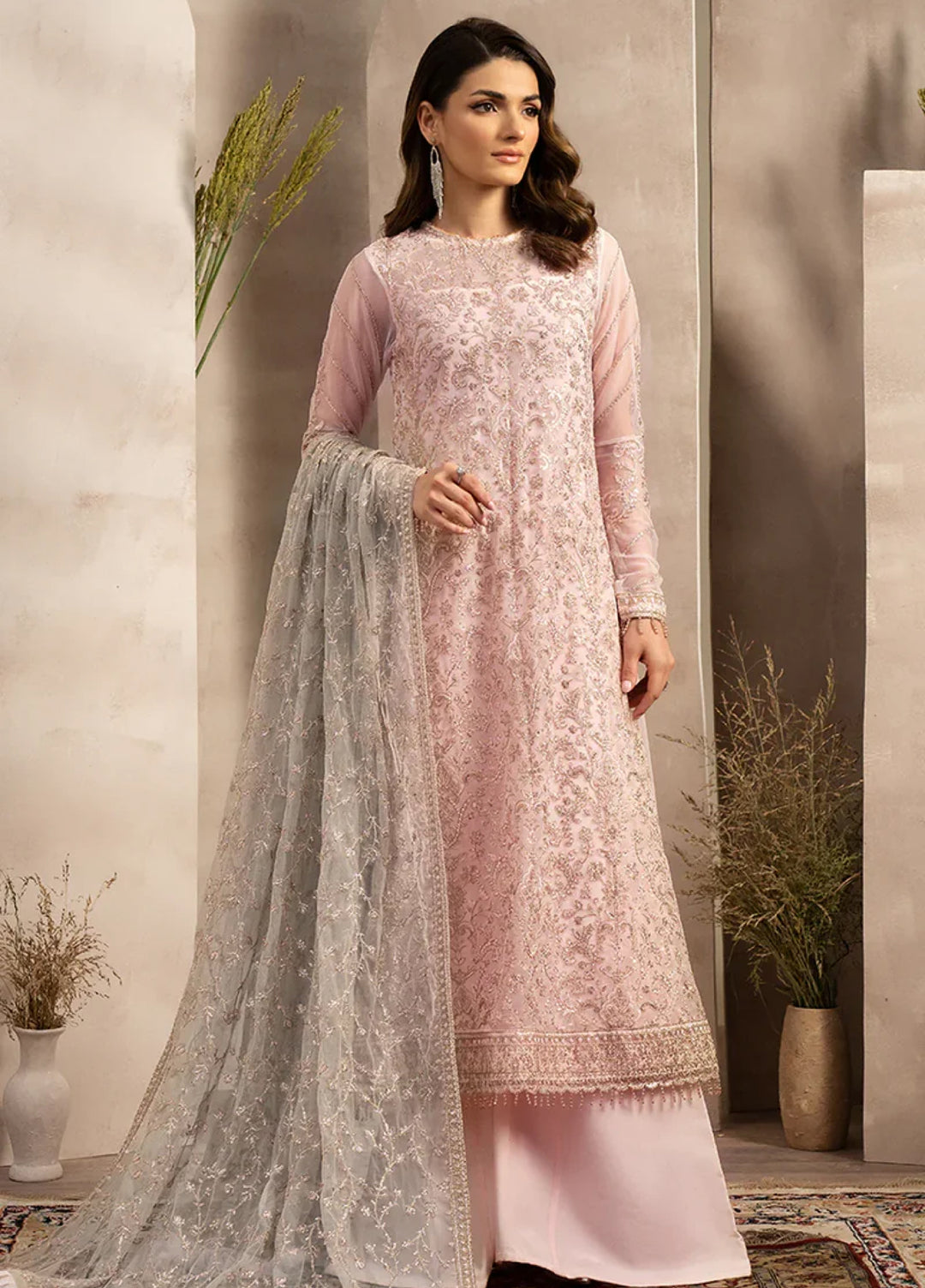 Zarif Women Unstitched Embroidered Net 3 Piece Suit ZR26UFC ZRN 07 LYRAH - Festive Collection