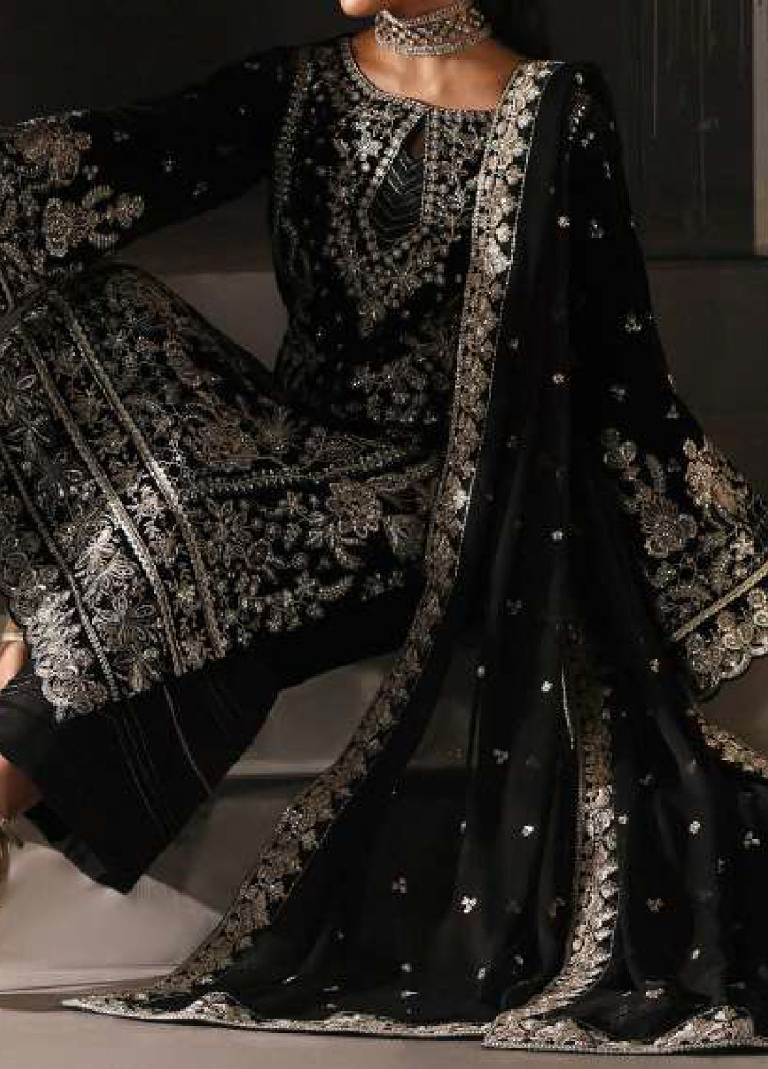 Marais by Gulaal Unstitched Velvet Embroidered 3 Piece Suits GL25VF GL-25-V9 Eclissa - Festive Collection