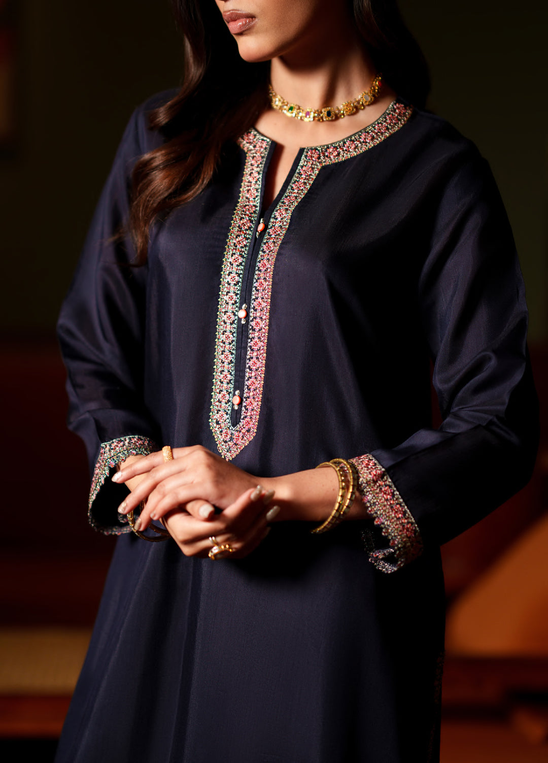 Elara by Casuallite RTW Embroidered Silk Viscose 3 Piece Suit CL26PSE D3 Aurelle - Festive Collection