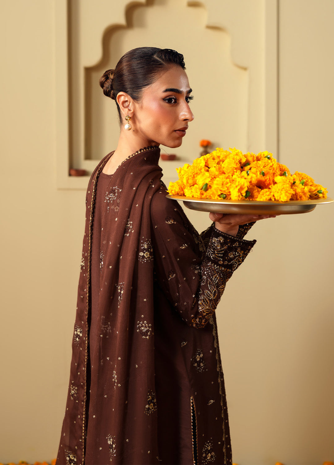 Shagun by Neeshay Unstitched Raw Silk Embroidered Suits 3 Piece NSH25SF MAHROОВ - Festive Collection