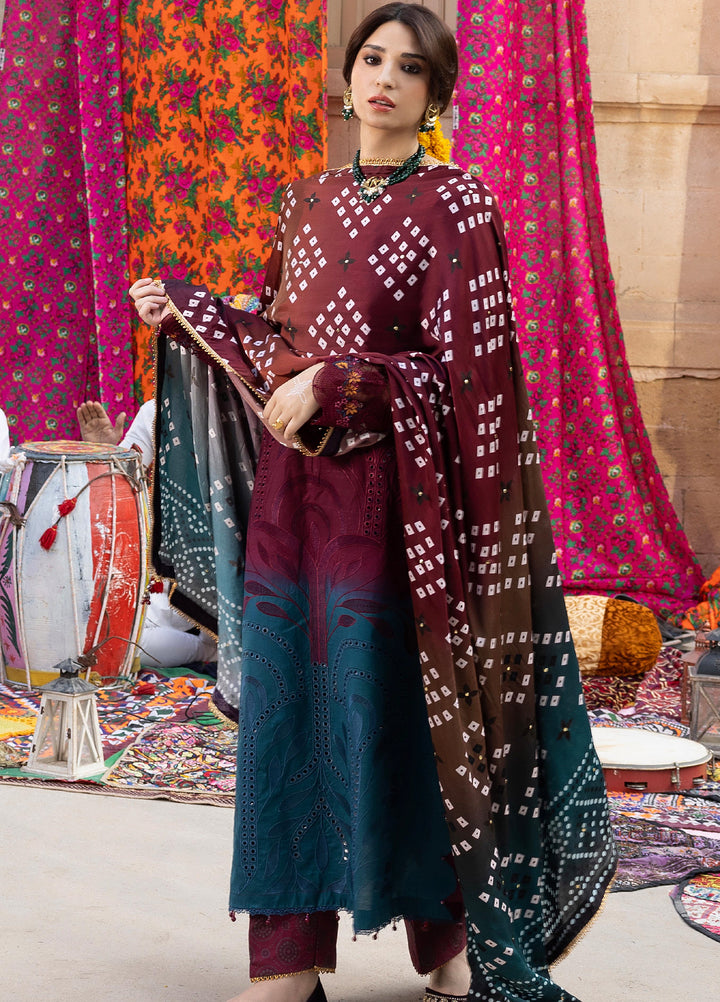 Bandhani by Al Zohaib Unstitched Embroidered Premium Lawn 3 Piece Suit AZ26UB D-3 - Summer Collection