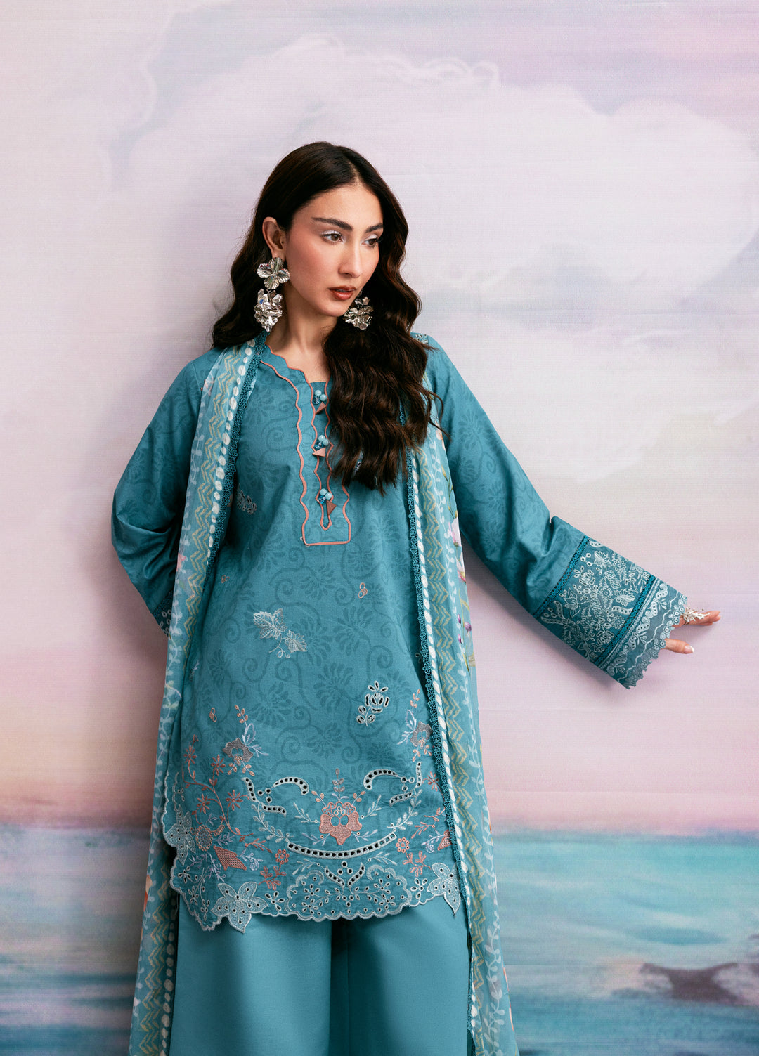 Zync by Florent Unstitched Embroidered Printkari Lawn 3 Piece Suit FL26UZP FZ-7A - Summer Collection