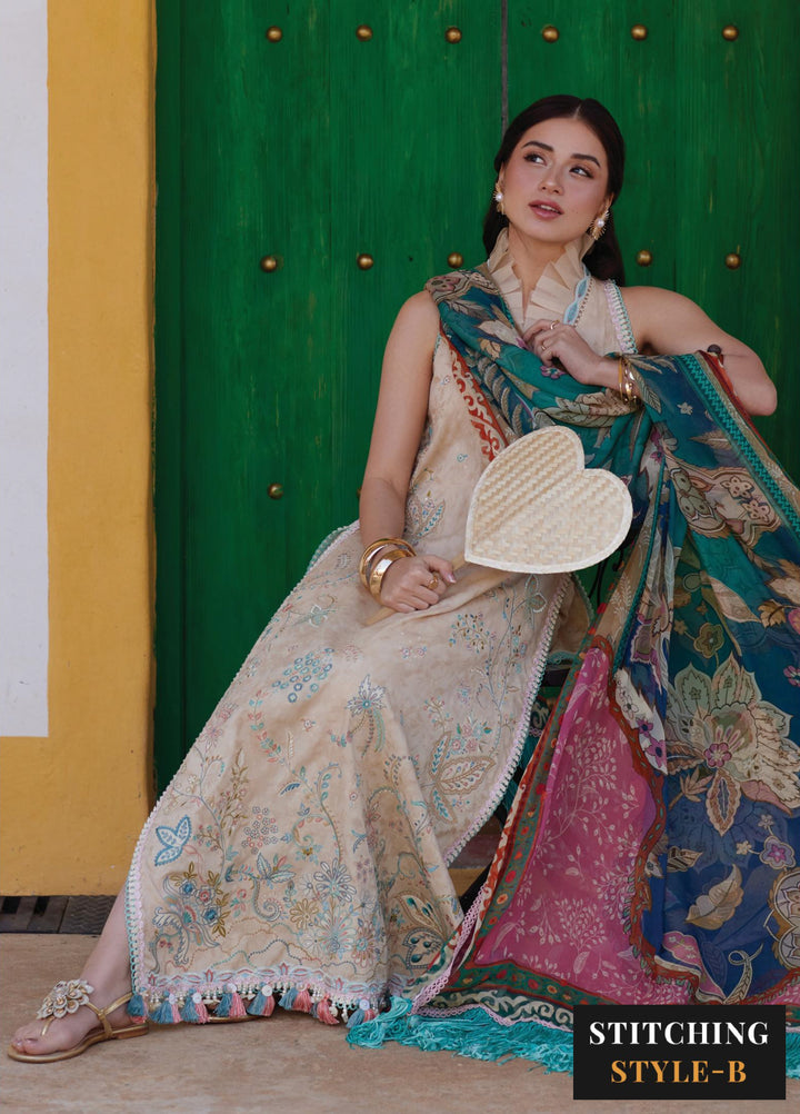 Farah Talib Aziz Unstitched Embroidered Lawn 3 Piece Suit FTA26UL FTA-12 ISABELLA SAND - Summer