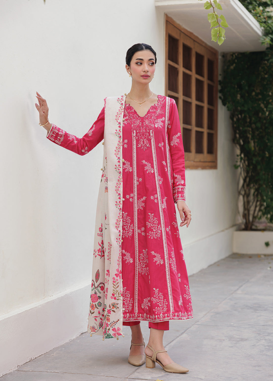 Xenia Unstitched Slub Khaddar Unstitched Embroidered Suits 3 Piece XE25SK D-05 Daivi - Winter Collection