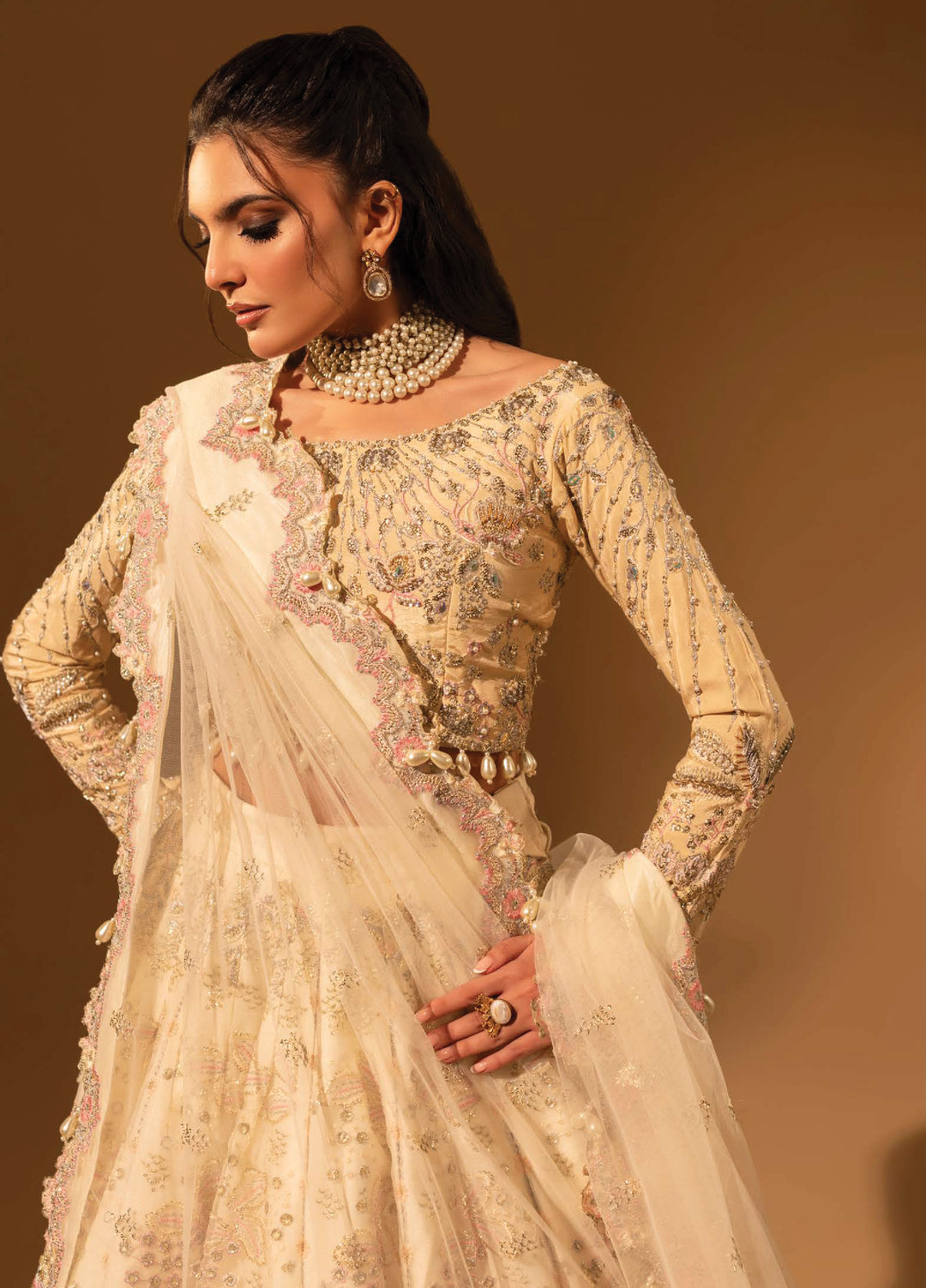 Aylin Unstitched Raw Silk Embroidered Suits 3 Piece AYL25US Raw Silk BEIGE - Festive Collection