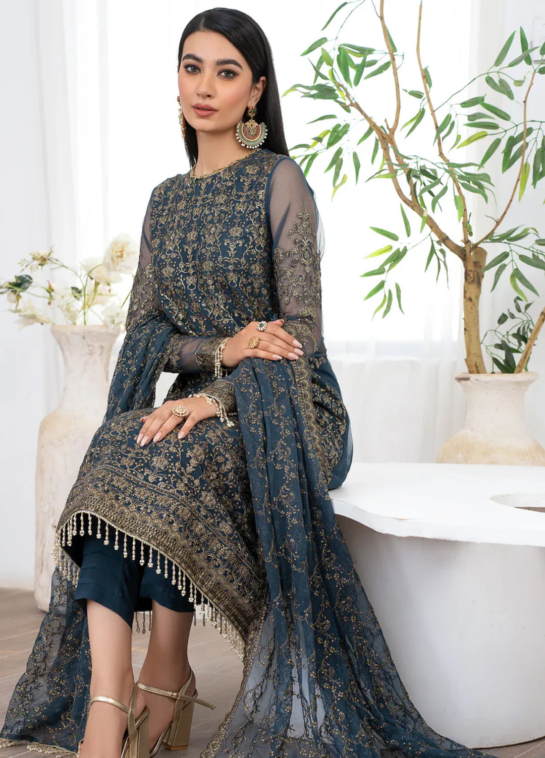 Zarif Women Unstitched Embroidered Net 3 Piece Suit ZR26UFC ZLM 07 MEYSA - Festive Collection