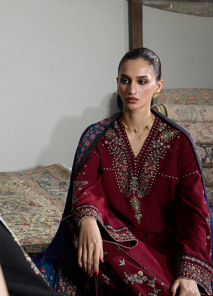 Jugnu by Hussain Rehar Unstitched Karandi Embroidered Suits 3 Piece HR25JW Rami - Winter Collection