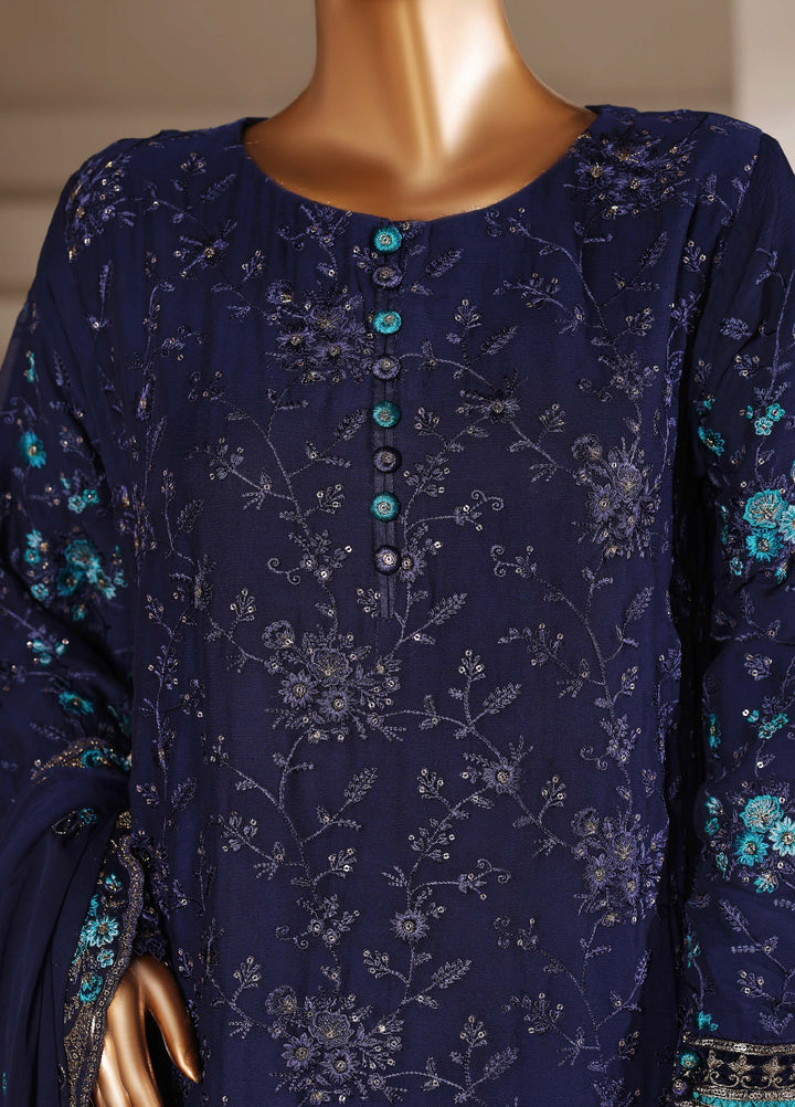 Fasane by HZ Textiles RTW Embroidered Chiffon 3 Piece Suit HZ26UCF HZK-239 Navy - Festive Collection