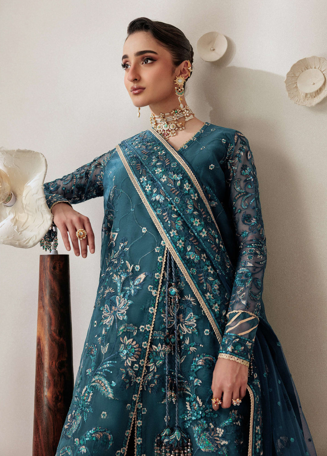 Aik Shaam by AIK Atelier Unstitched Organza Embroidered 3 Piece Suit AIK26US D-04 - Wedding Collection