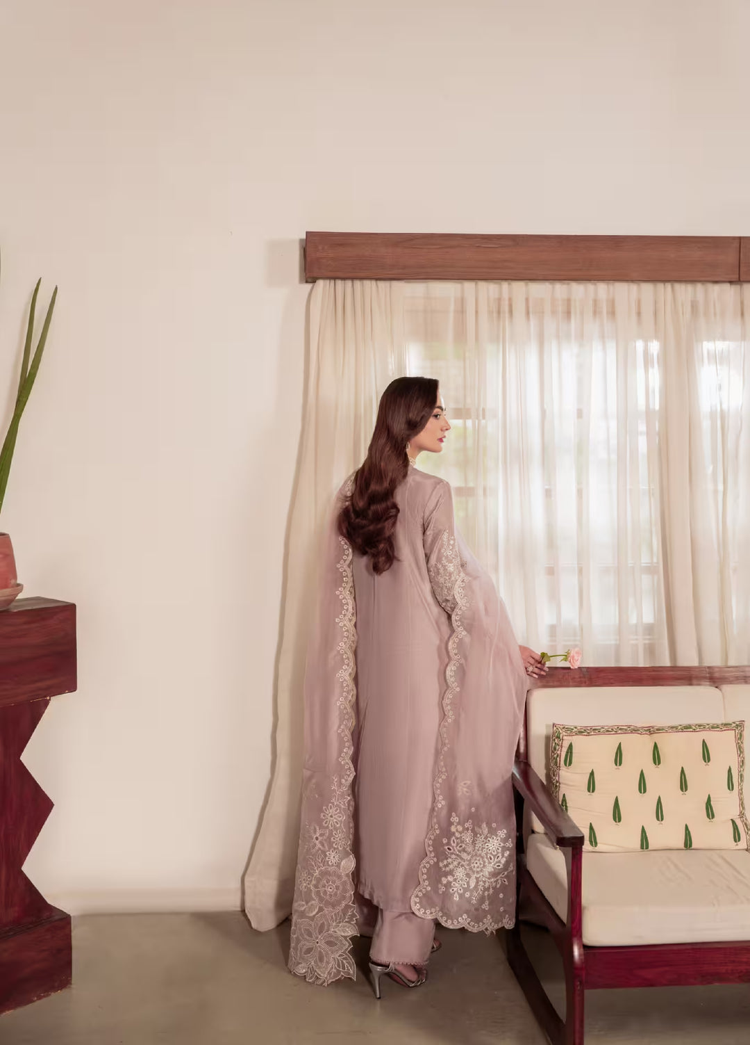 Amelia by Scherezade Women Pret Luxury Ramen Silk 3 Piece Maavi - Festive Collection