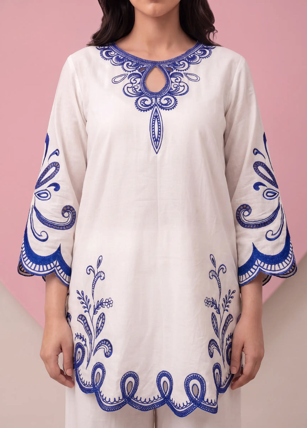 Scherezade Women RTW Embroidered Lawn Cotton 3 Piece Suit OCEANE - Casual Collection