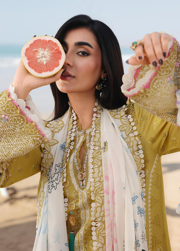 Sahil by Qalamkar Unstitched Embroidered Luxury Lawn 3 Pcs Suit QLK26US SA-07 Hira - Summer