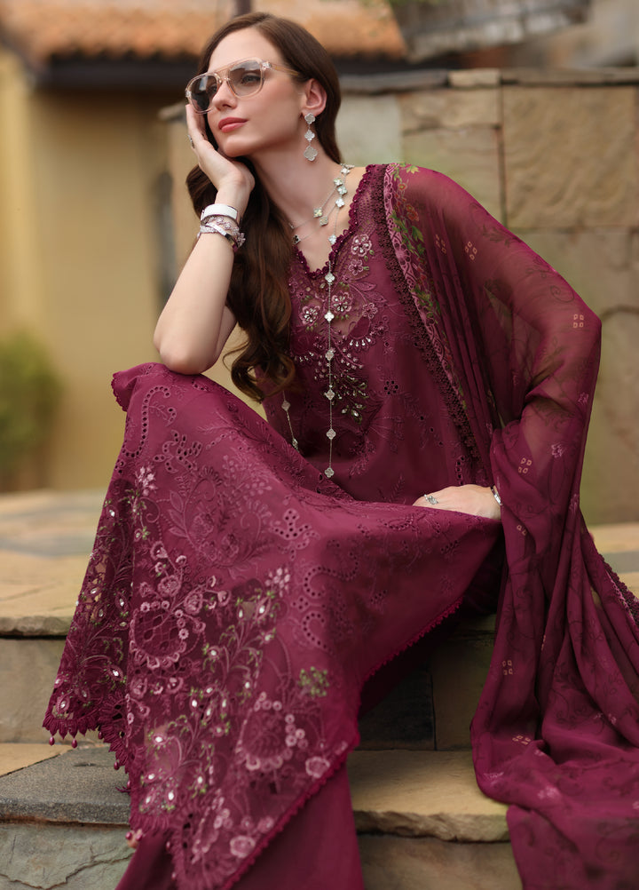 Noor by Saadia Asad Unstitched Embroidered Laserkari Lawn 3 Piece Suit SA26ULNL D8 - Lawn Collection